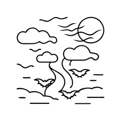 spooky fog icon, spooky fog line art - simple line art of spooky fog, perfect for spooky fog logos and icons