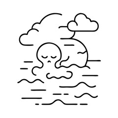 spooky fog icon, spooky fog line art - simple line art of spooky fog, perfect for spooky fog logos and icons