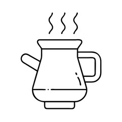 steaming coffee pot icon, steaming coffee pot line art - simple line art of steaming coffee pot, perfect for steaming coffee pot logos and icons