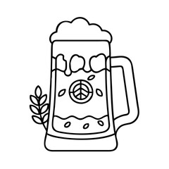 stein with oktoberfest logo icon, stein with oktoberfest logo line art - simple line art of stein with oktoberfest logo, perfect for stein with oktoberfest logo logos and icons