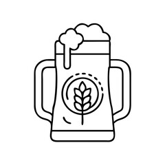 stein with oktoberfest logo icon, stein with oktoberfest logo line art - simple line art of stein with oktoberfest logo, perfect for stein with oktoberfest logo logos and icons