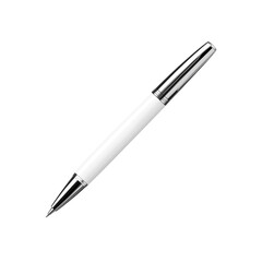 Elegant White and Silver Ballpoint Pen Isolated On Transparent Background