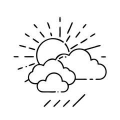 sunlight shining through clouds icon, sunlight shining through clouds line art - simple line art of sunlight shining through clouds, perfect for sunlight shining through clouds logos and icons