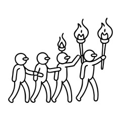 Fototapeta premium torch procession icon, torch procession line art - simple line art of torch procession, perfect for torch procession logos and icons