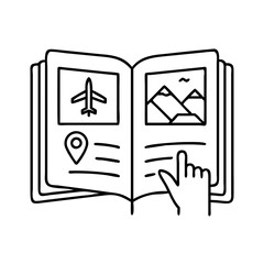 tourist guidebook icon, tourist guidebook line art - simple line art of tourist guidebook, perfect for tourist guidebook logos and icons