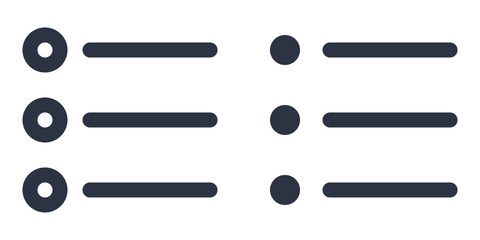 Bullet List simple icons set designed in filled, outline, line and stroke style