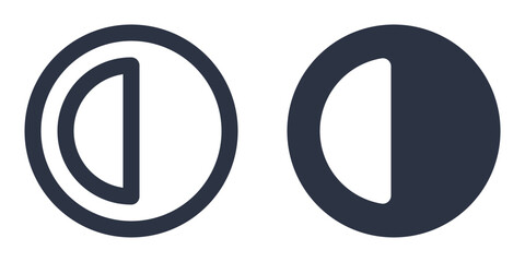 Contrast simple icons set designed in filled, outline, line and stroke style
