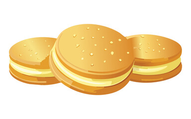 Butter Cookies with Cheese Filling - Vector Illustration