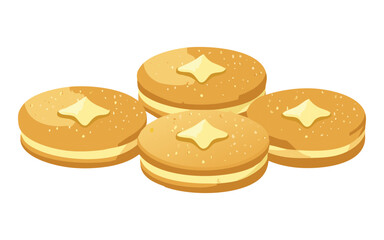 Cookies with Cheese Cream Filling - Vector Illustration
