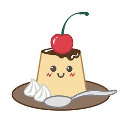 頭にサクランボを乗せている笑顔のプリン