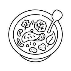 vegetable soup icon, vegetable soup line art - simple line art of vegetable soup, perfect for vegetable soup logos and icons