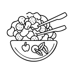 veggie stir fry icon, veggie stir fry line art - simple line art of veggie stir fry, perfect for veggie stir fry logos and icons