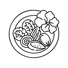 veggie stir fry icon, veggie stir fry line art - simple line art of veggie stir fry, perfect for veggie stir fry logos and icons