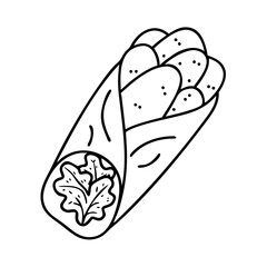 veggie wrap icon, veggie wrap line art - simple line art of veggie wrap, perfect for veggie wrap logos and icons