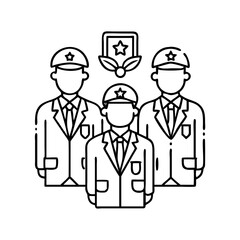veterans with medals icon, veterans with medals line art - simple line art of veterans with medals, perfect for veterans with medals logos and icons