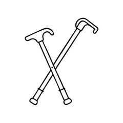 walking cane icon, walking cane line art - simple line art of walking cane, perfect for walking cane logos and icons