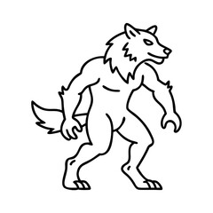 werewolf icon, werewolf line art - simple line art of werewolf, perfect for werewolf logos and icons