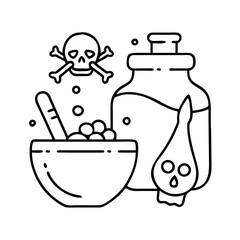 witch s potion ingredients icon, witch s potion ingredients line art - simple line art of witch s potion ingredients, perfect for witch s potion ingredients logos and icons