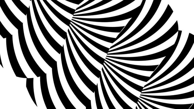 Seamless looping animation footage with wite and black rotation. Op Art. Black and white optical illusion. Psychedelic hypnotic trasformation. Looped motion. 4K