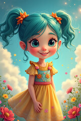 Fototapeta premium little girl with flowers