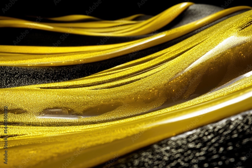 Poster golden flows and luminous streams an abstract symphony of yellow light and shadow