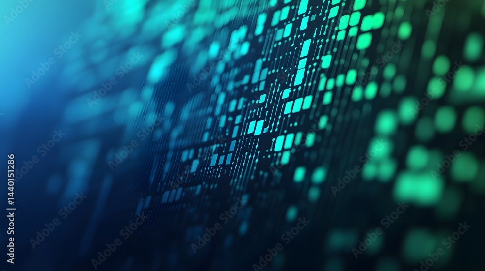 Poster futuristic blue and green digital tech gradient mesh abstract background