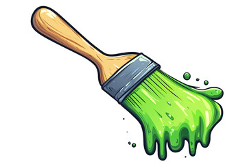a paint brush with green liquid coming out of it
