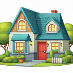 Simple House Roof Illustration Clipart on White Background 