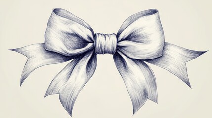Naklejka premium Detailed hand-drawn ribbon bow