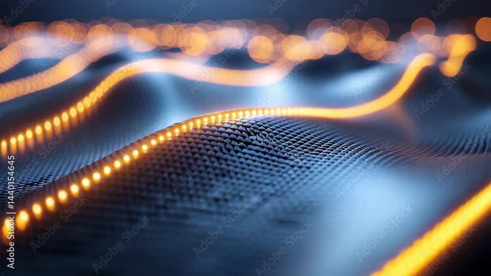 Poster abstract wave pattern with illuminated lines and digital texture