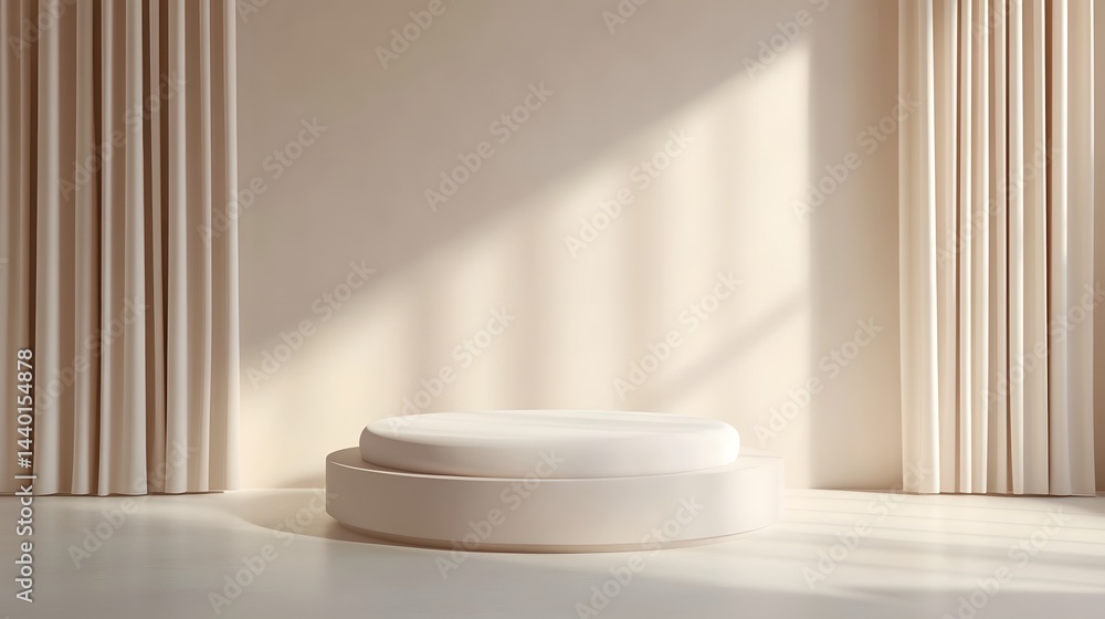 Poster elegant circular podium with soft reflections for baby product display