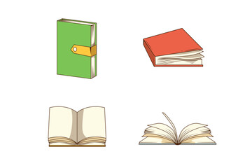 Cartoon Illustration Book Elements Set