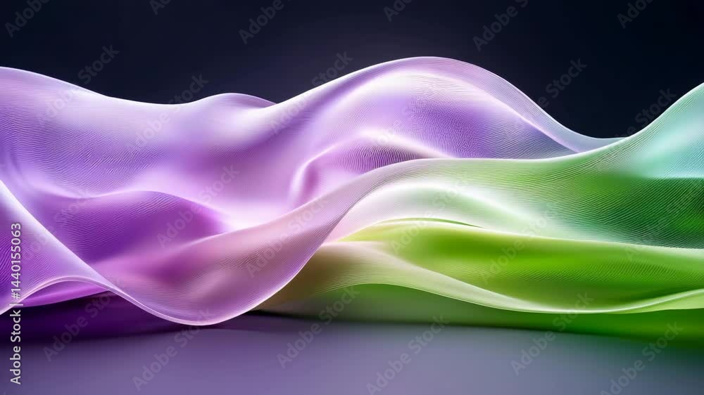 Poster colorful flowing fabric design in soft waves and smooth curves