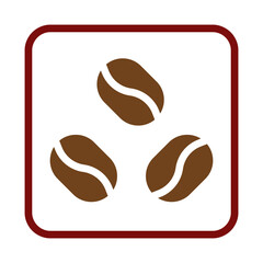 Stylized coffee beans arranged creatively within a bordered square frame