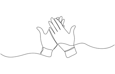 Minimalist black and white vector illustration, One continuous line. Gloves, mechanic's gloves, engineer's uniform line art vector illustration with transparent background editable stroke.