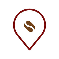 Coffee bean in a locator pin symbolising cafe location discovery and beverage sourcing