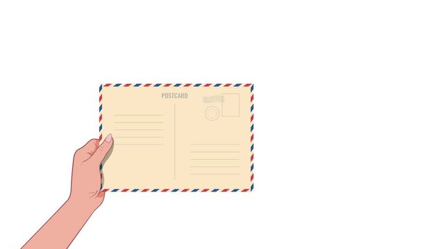 The hand holds a postal envelope,
a place for copying. Animation