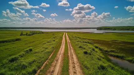 Obraz premium Country road leading to lake