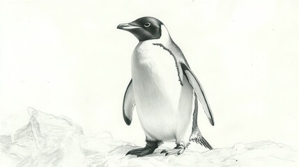 Fototapeta premium Detailed pencil sketch of a penguin