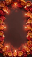 Diwali Celebration Diya Postcard Mockup Design