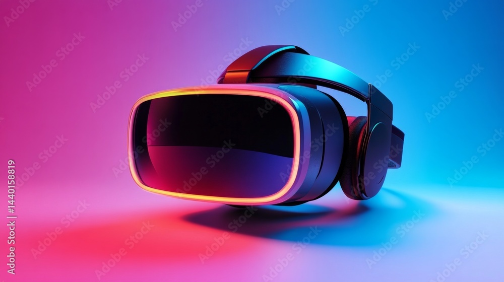 Poster a virtual reality headset with a colorful design