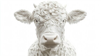 Charolais White Cow Front View Portrait for Beef Cattle Industry