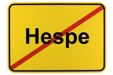 Illustration eines Ortsschildes der Gemeinde Hespe in Niedersachsen