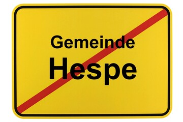 Illustration eines Ortsschildes der Gemeinde Hespe in Niedersachsen