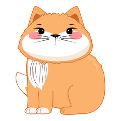 Cute kitten character with big eyes and white paws, perfect for children’s designs and pet decor