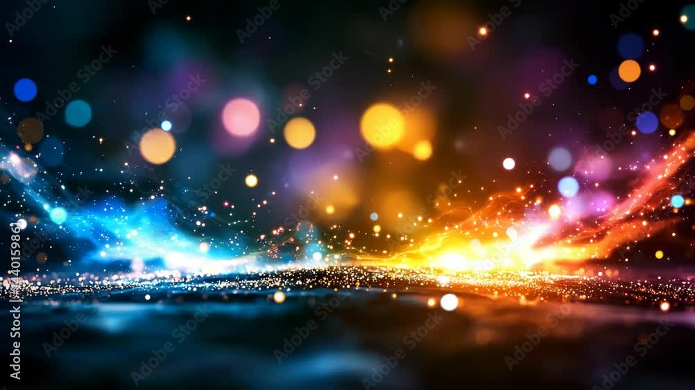 Poster abstract colorful light burst with sparkles in dark background