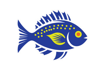 Sea fish icon silhouette on white background.