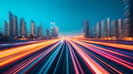 Fototapeta premium High-tech Futuristic Urban Transport Infrastructure with Motion Blur Effect