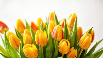 Fototapeta premium Springtime Tulips: A Delicate Arrangement for Mom