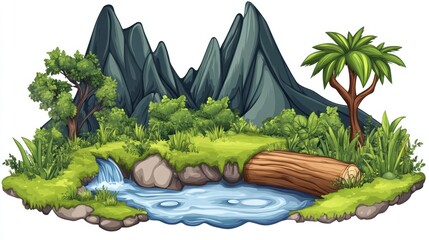 Tropical Mountain Valley Landscape